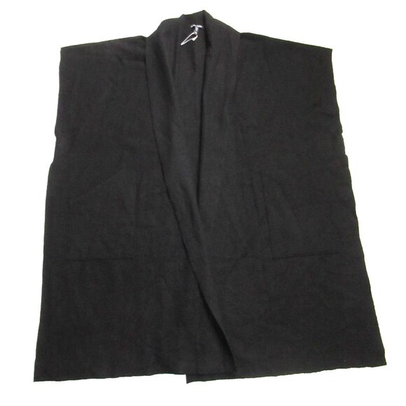 NWT Eileen Fisher Oversized Poncho in Black Lightweight Boiled Wool Serape L/XL - Picture 4 of 7